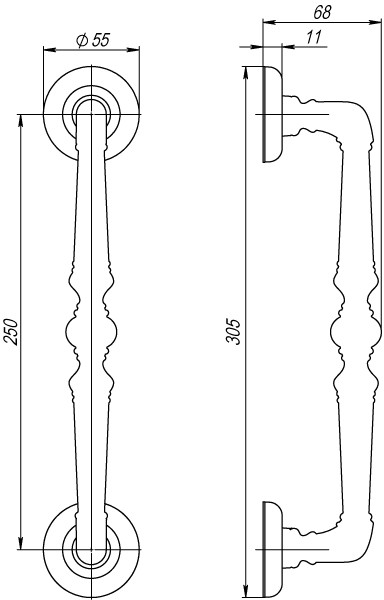 Ручка-скоба Fuaro (Фуаро) PULL.SM250.PALAZZO MAB-6 (PALAZZO PULL SM) темная бронза 