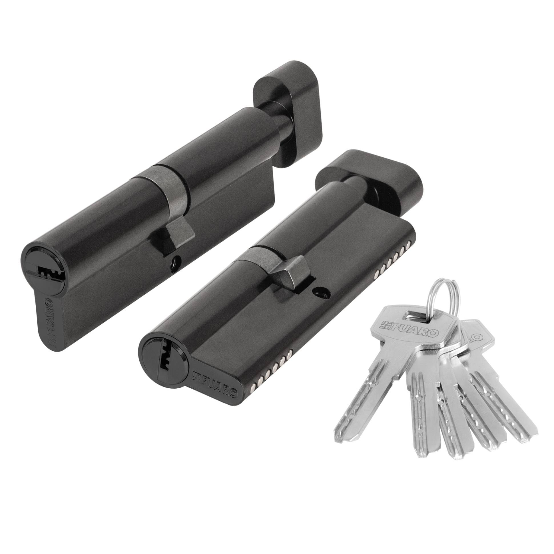 Цилиндровый Fuaro (Фуаро) механизм (200 ZM/120) 2000ZM Knob 120 (55+10+55) BL-24 черный 5Key с вертушкой 