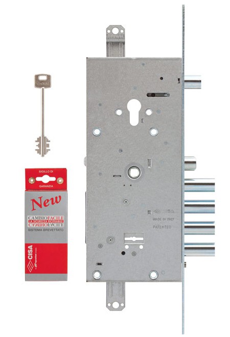 Замок Cisa (Чиза) врезной двухсистемный NEW CAMBIO FACILE 57.986.48 (тех. упаковка), ключ 44 мм 