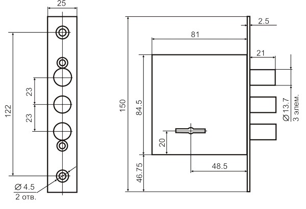 Замок Border (Бордер) врезной сувальдный ЗВ8-8Д/13 с накладками и отв. планкой, 3 кл. /70900/ Замок Border (Бордер) врезной сувальдный ЗВ8-8Д/13 с накладками и отв. планкой, 3 кл. /70900/