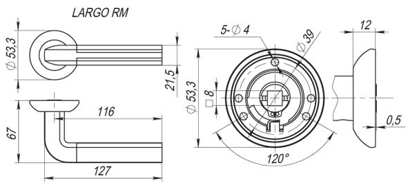 Ручка Fuaro (Фуаро) раздельная R.RM54.LARGO (LARGO RM) SN/CP-3 матовый никель/хром Ручка Fuaro (Фуаро) раздельная R.RM54.LARGO (LARGO RM) SN/CP-3 матовый никель/хром