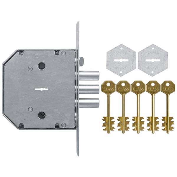 Замок Class (Класс) врезной сувальдный с задвижкой и защёлкой GS-SМ 012 (левый), 5 кл. 