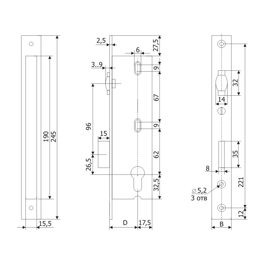 Корпус Guardian (Гардиан) узкопрофильного замка с регулируемой роликовой защелкой PROFI 35.11P.16 /123:242/ 
