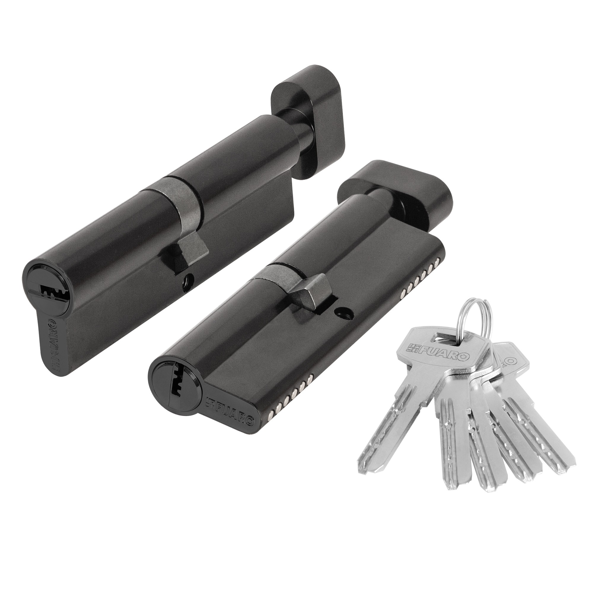 Цилиндровый Fuaro (Фуаро) механизм (200 ZM/110) 2000ZM Knob 110(55+10+45) BL-24 черный 5Key с вертушкой 
