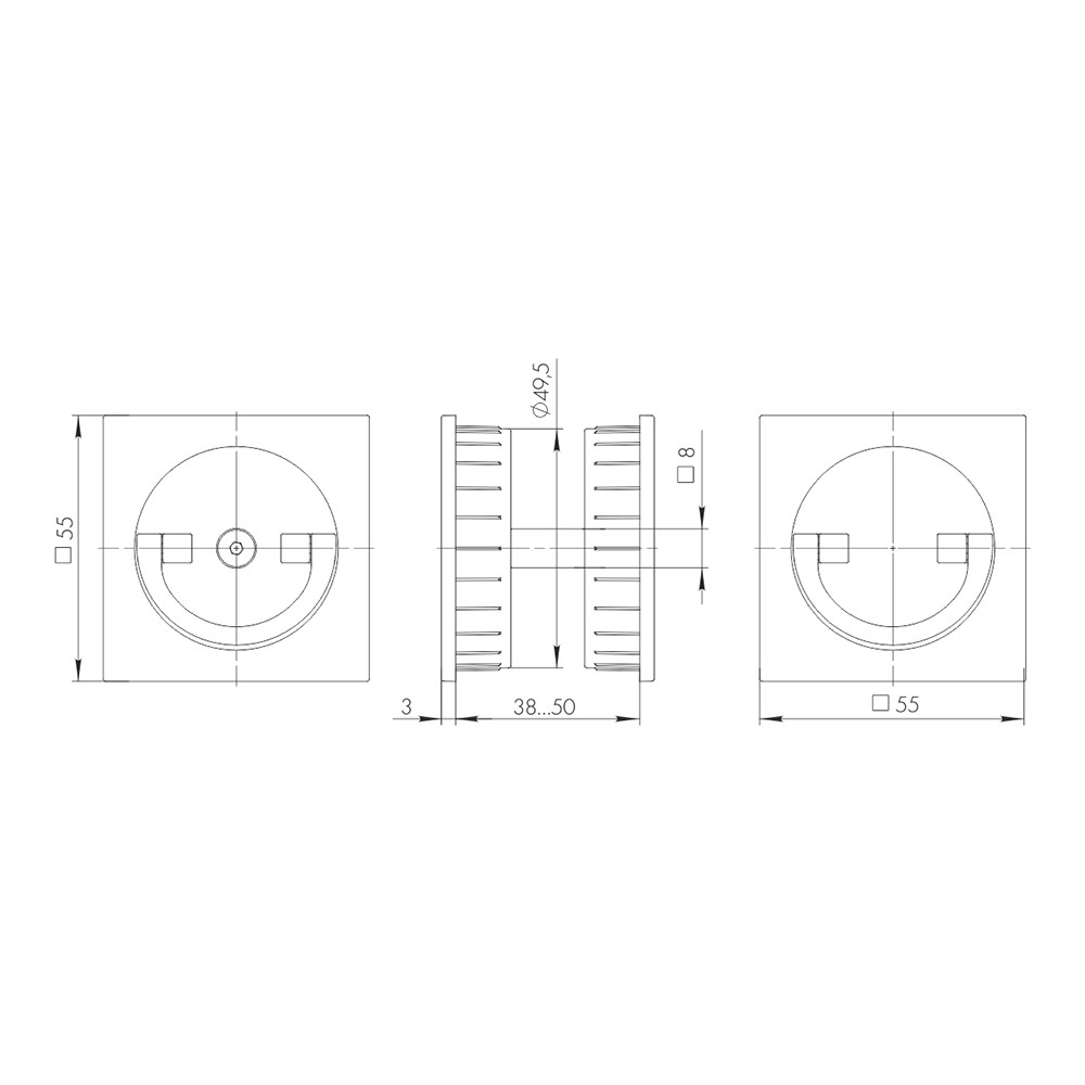 Ручка поворотная Armadillo (Армадилло) для раздвижных дверей SH.QUADRO55.BK8х2 MWSC-33 итальянский тисненый 