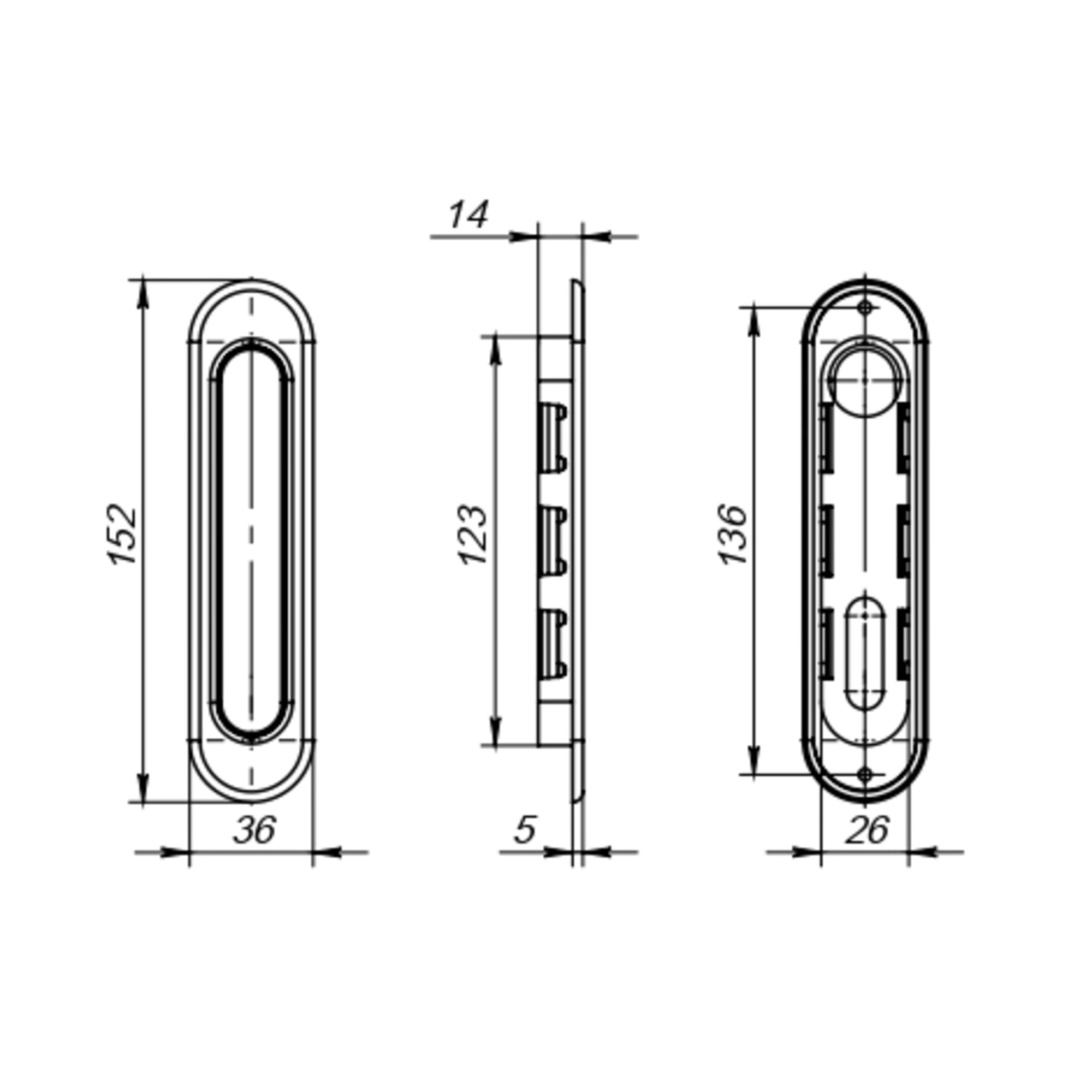 Защелка Punto (Пунто) с ручками для раздвижных дверей SH.SL152.KIT011-BK (Soft LINE SL-011) СP-8 хром 
