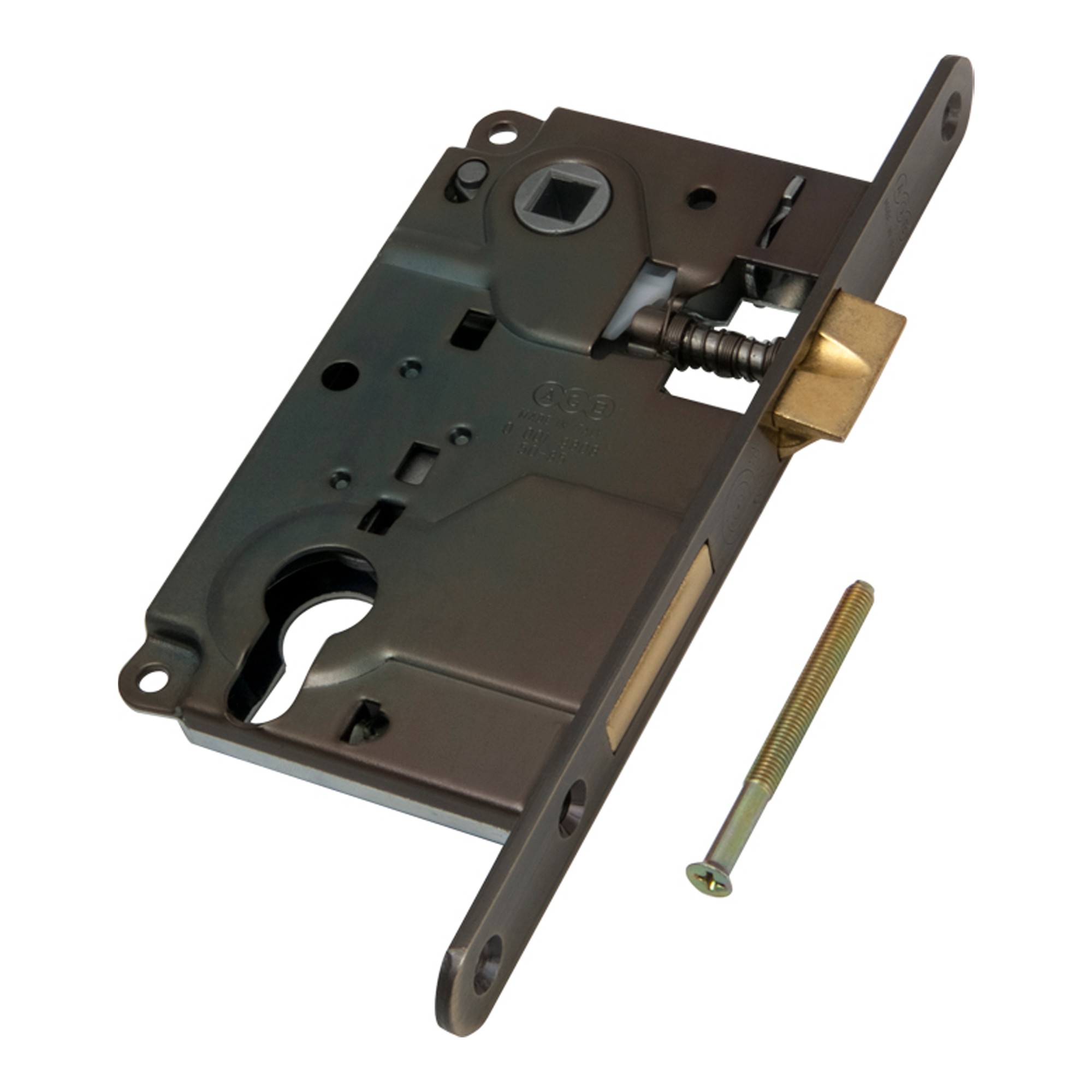 Корпус AGB (АГБ) врезного замка под цилиндр CENTRO B01025.50.12 ригель+защёлка (античная бронза) Корпус AGB (АГБ) врезного замка под цилиндр CENTRO B01025.50.12 ригель+защёлка (античная бронза)