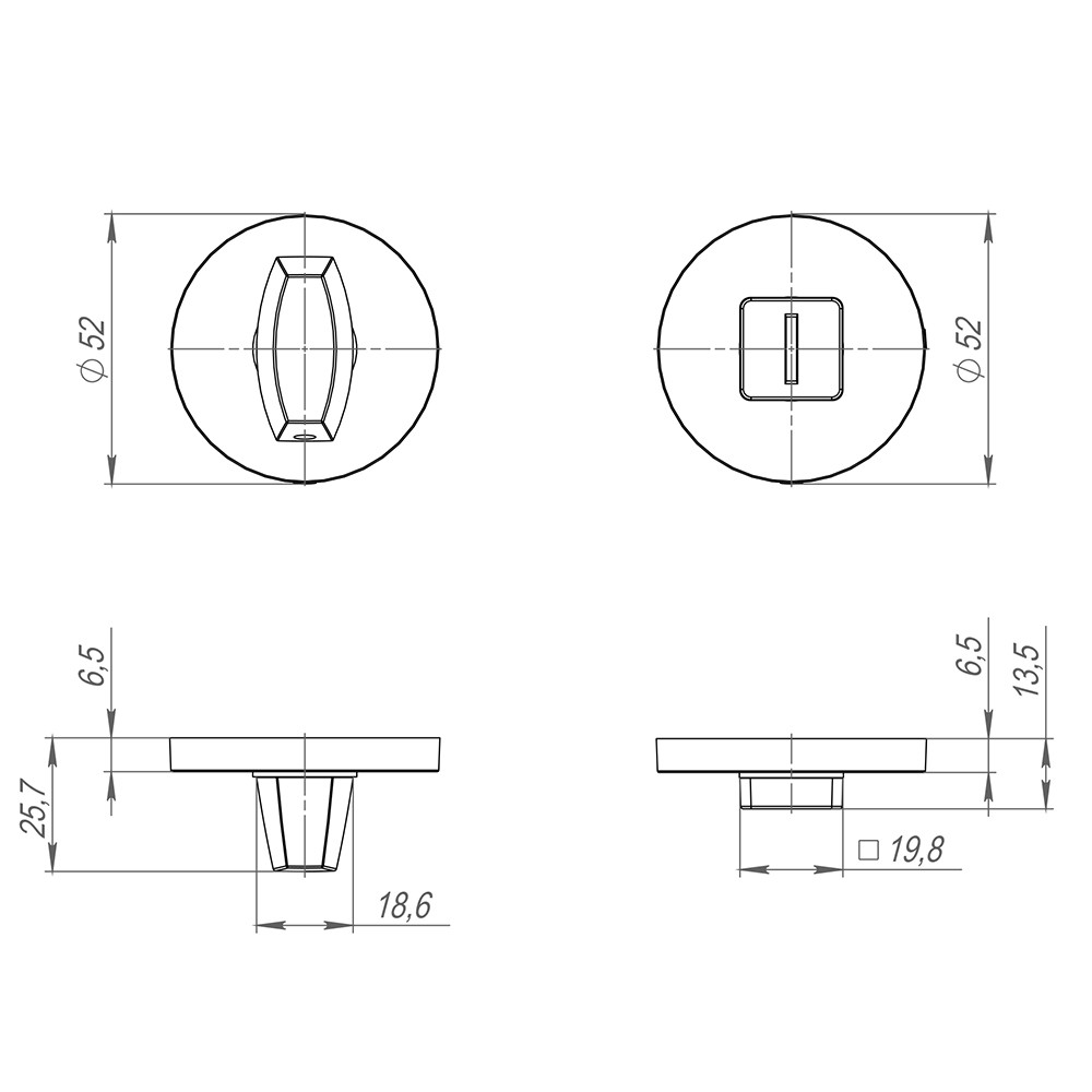 Ручка Fuaro (Фуаро) поворотная BK6.R.SLR52 (BK6 SLR) CP-8 хром 