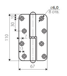 Петля veles (ВЕЛЕС) накладная ПН-110 цинк, левая ПОДВЕС Петля veles (ВЕЛЕС) накладная ПН-110 цинк, левая ПОДВЕС