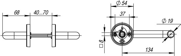 Ручка Fuaro (Фуаро) раздельная R.DSS304-0203/19 (квадрат 8х110 мм) INOX 304 