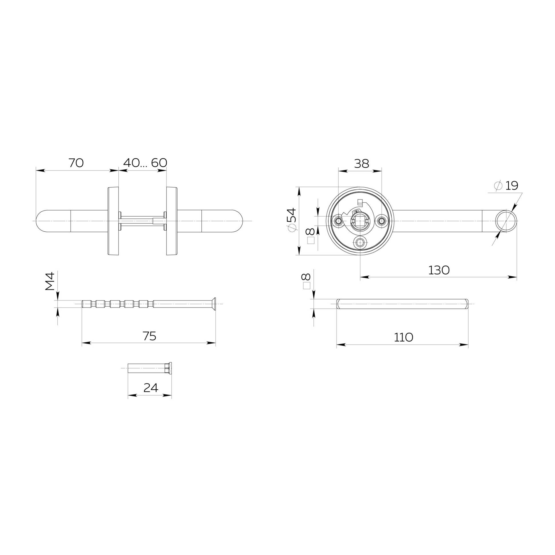 Ручка Fuaro (Фуаро) раздельная R.DSS304-0203/19 (квадрат 8х110 мм) INOX 304 