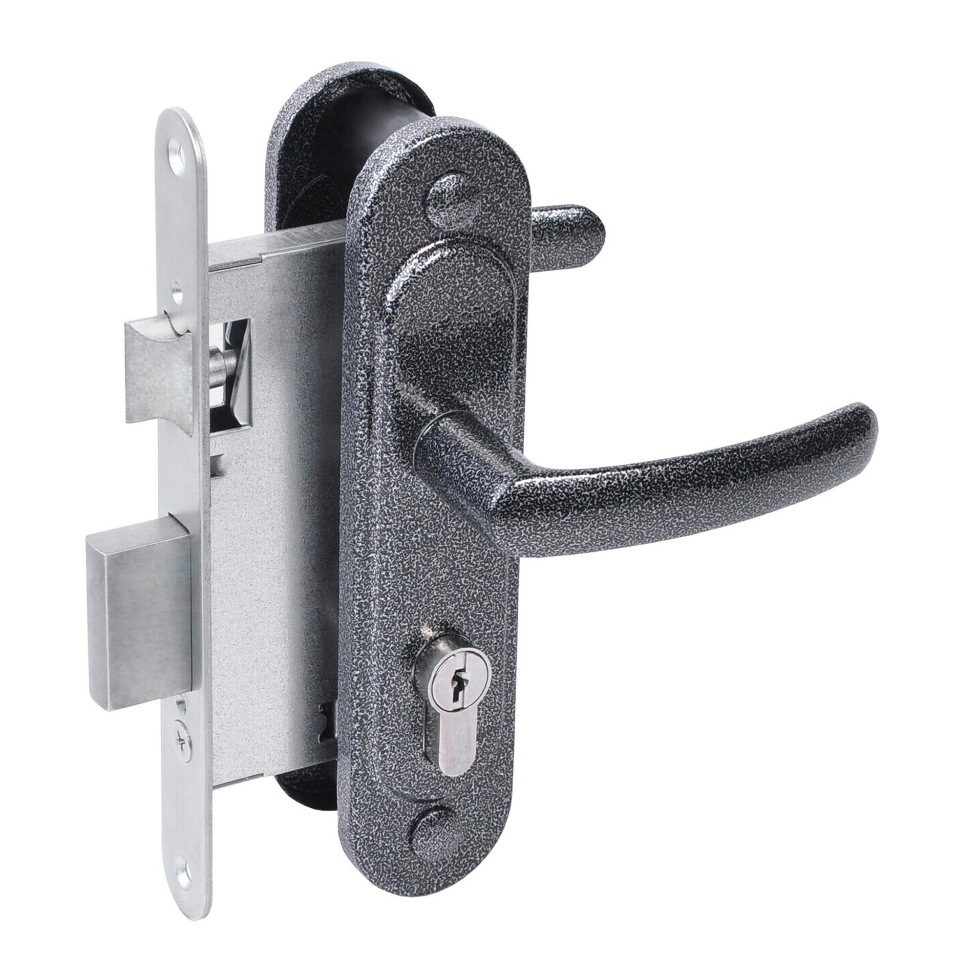 Замок Absolyute (Абсолют) врезной цилиндровый с защёлкой в комплекте с ручкой ЗВ4.2-08 (серебро антик), 4 кл. Замок Absolyute (Абсолют) врезной цилиндровый с защёлкой в комплекте с ручкой ЗВ4.2-08 (серебро антик), 4 кл.