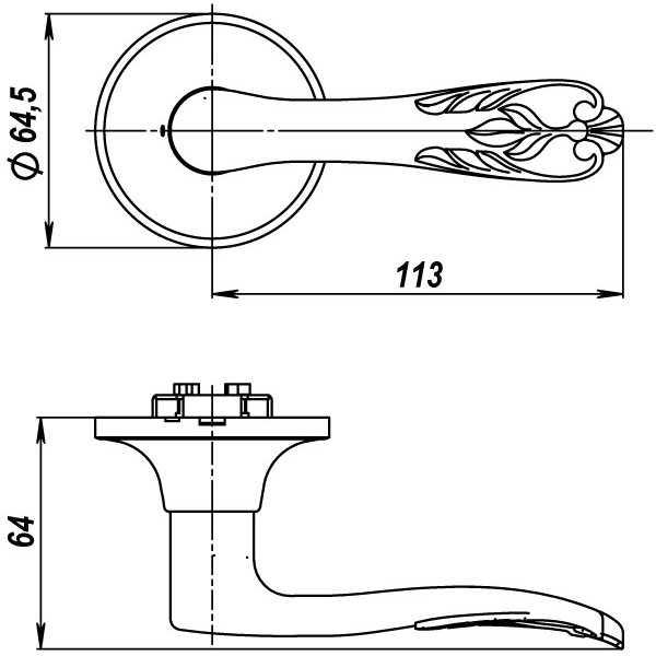 Ручка Punto (Пунто) защелка DK633 MAB-ET (6033 MAB-E) (кл./фик.) мат.бронза 
