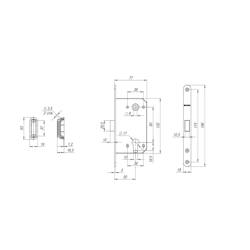 Корпус Fuaro (Фуаро) врезного замка MAGNM85C-50 (M85C-50) AB бронза 
