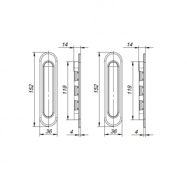 Ручка Punto (Пунто) для раздвижных дверей SH.SL152.010 (Soft LINE SL-010) SN матовый никель 