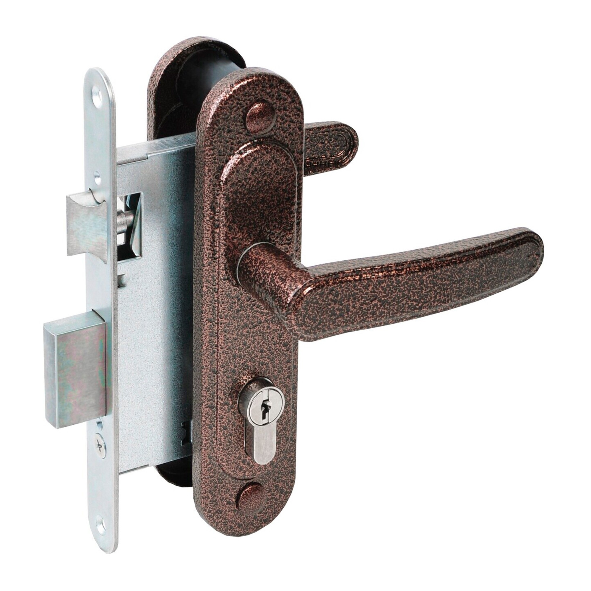 Замок Absolyute (Абсолют) врезной цилиндровый с защёлкой в комплекте с ручкой ЗВ4-3/03 (медь антик), 4 кл. Замок Absolyute (Абсолют) врезной цилиндровый с защёлкой в комплекте с ручкой ЗВ4-3/03 (медь антик), 4 кл.