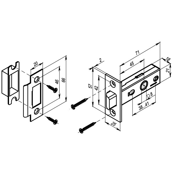 Защелка Punto (Пунто) врезная METL45-8 ( L45-8) GP золото 