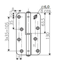 Петля veles (ВЕЛЕС) накладная ПН-130 цинк, левая ПОДВЕС 