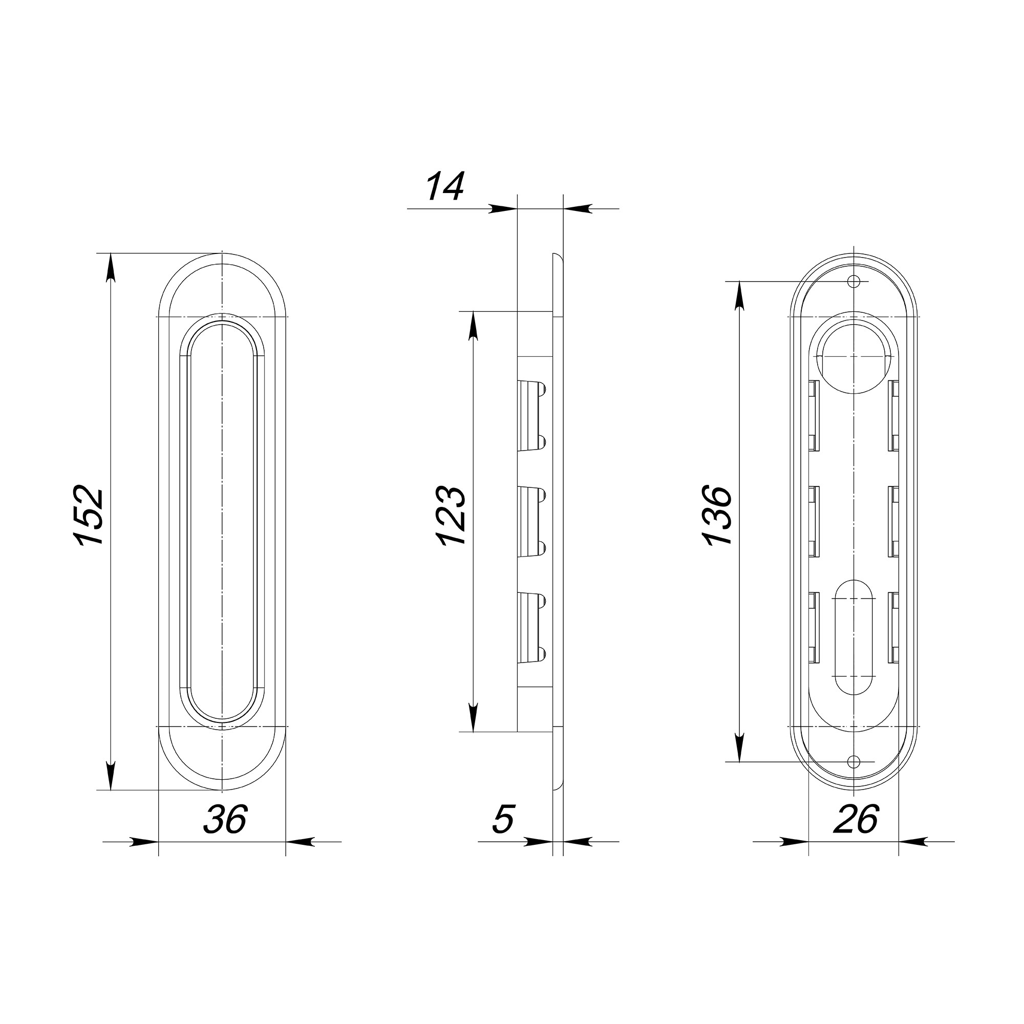 Ручка Punto (Пунто) для раздвижных дверей SH.SL152.010 (Soft LINE SL-010) АВ бронза 