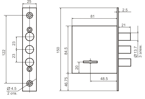 Замок Border (Бордер) врезной сувальдный ЗВ8-8Д/15, 5 кл. /70911/ 