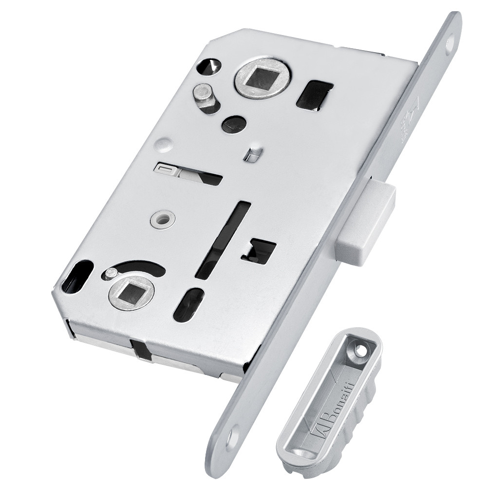 Замок Bonaiti (Бонаити) межкомнатный магнитный под WC B-FORTY N62 с отв. пл. F45 (матовый хром), планка 190 мм 