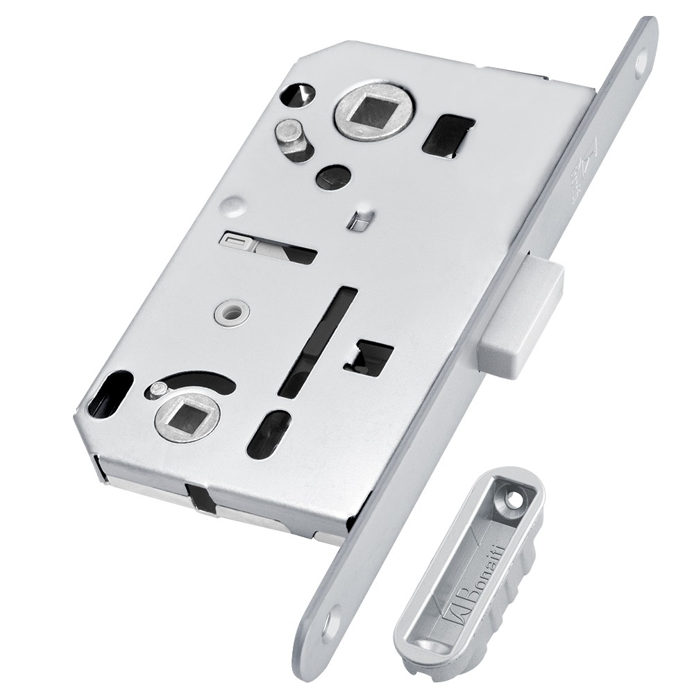 Замок Bonaiti (Бонаити) межкомнатный магнитный под WC B-FORTY N62 с отв. пл. F45 (матовый хром), планка 190 мм Замок Bonaiti (Бонаити) межкомнатный магнитный под WC B-FORTY N62 с отв. пл. F45 (матовый хром), планка 190 мм