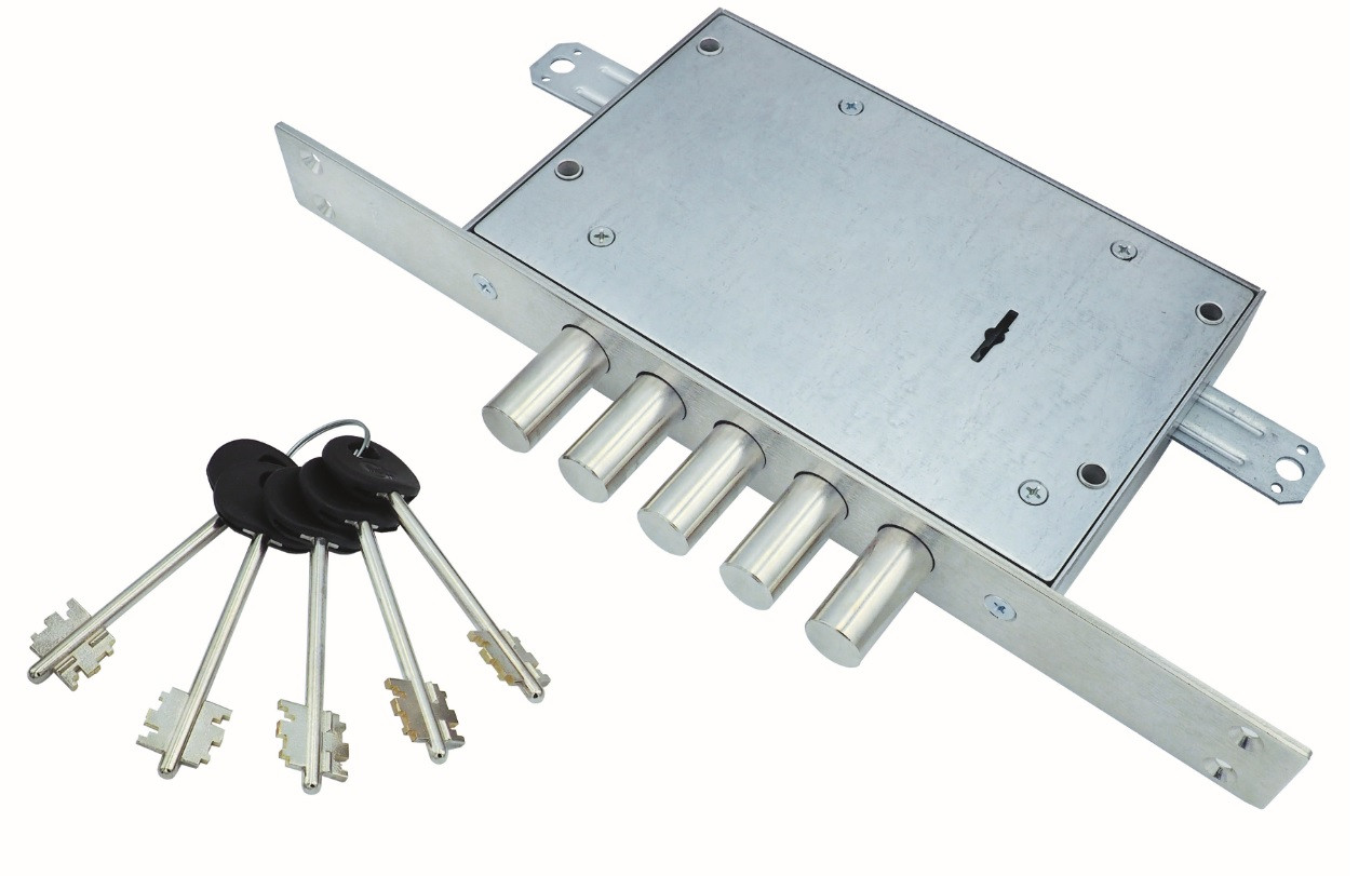 Замок Mettem (Меттэм) врезной сувальдный ЗВ8 341.1.1 с тягами, 5 кл. (ключ 60 мм) 