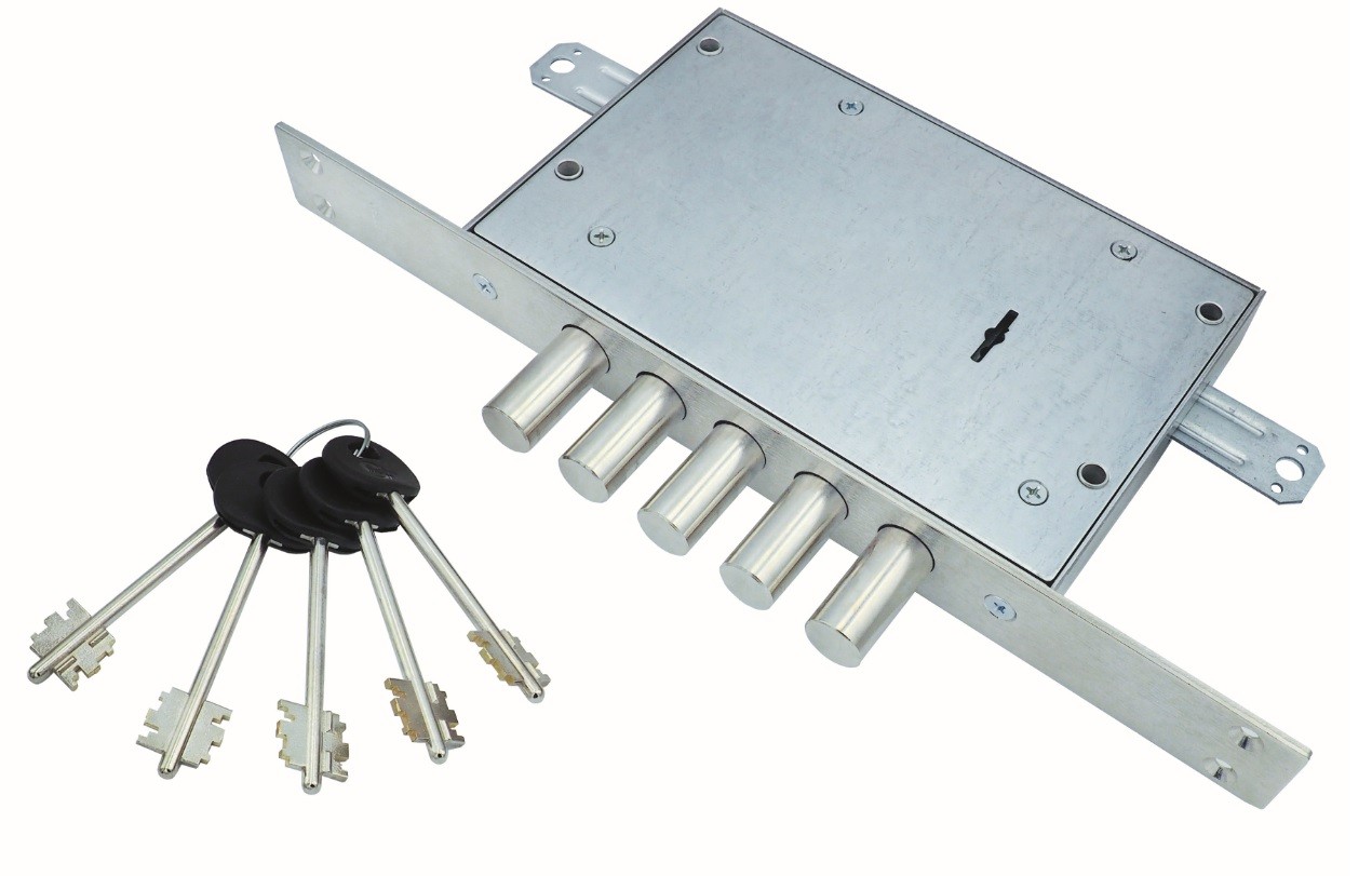 Замок Mettem (Меттэм) врезной сувальдный ЗВ8 341.1.1 с тягами, 5 кл. (ключ 60 мм) 