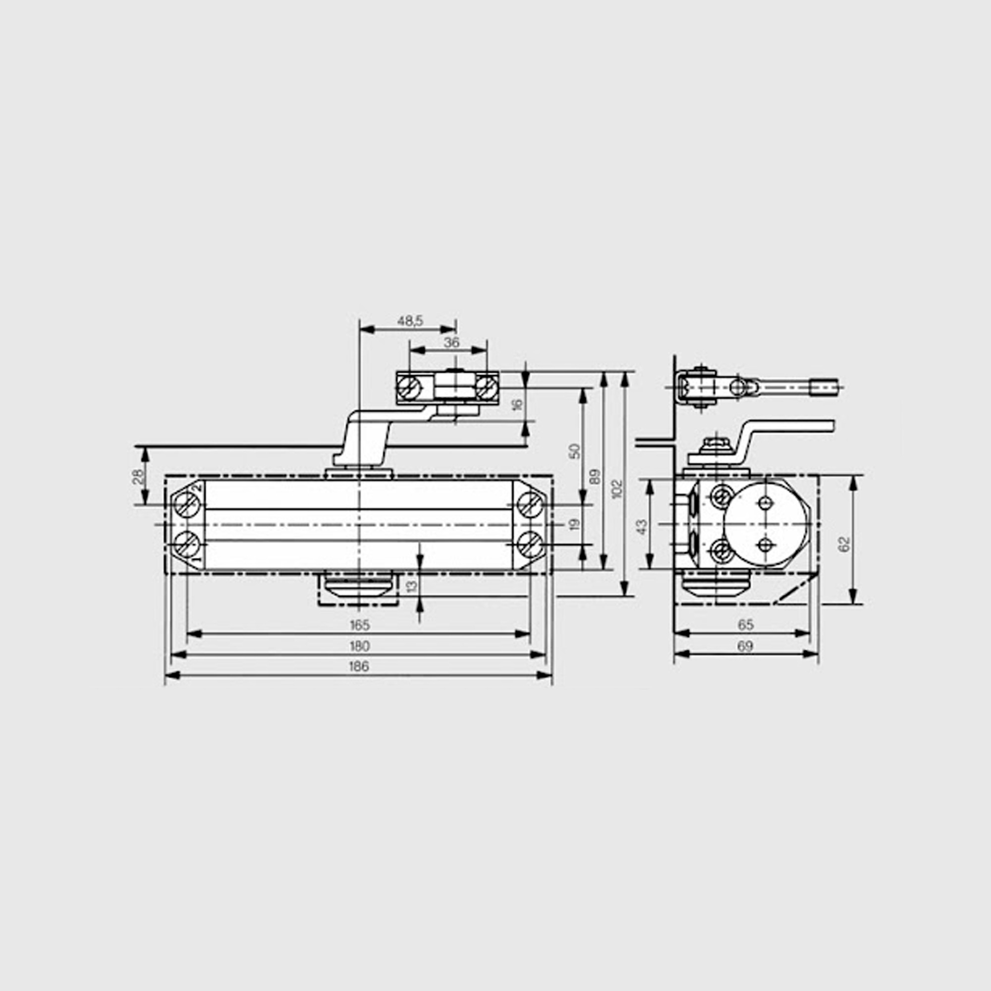 Доводчик Dorma (Дорма) дверной TS 77 EN4, с рычажной тягой, черный 
