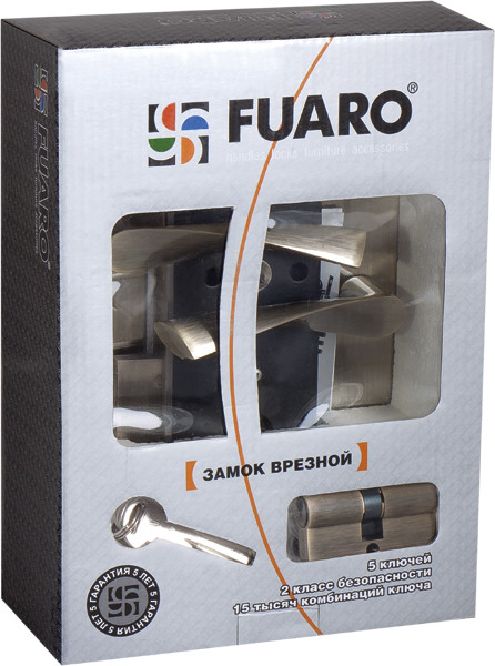 Замок цилиндровый Fuaro (Фуаро) с в комплекте с ручкой LOCKSET.9013 (SET F9011) SN/CP мат.никель 