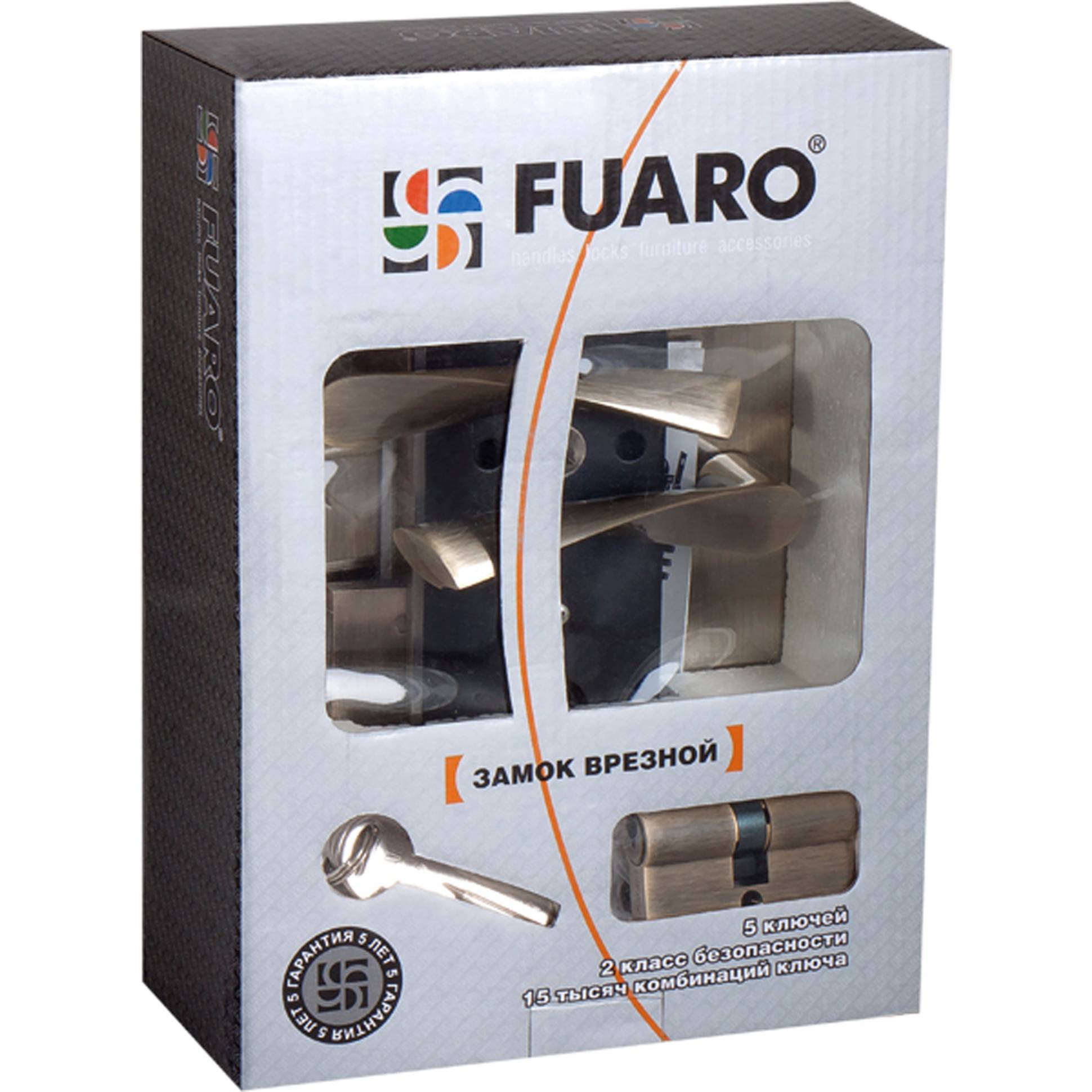 Замок цилиндровый Fuaro (Фуаро) с в комплекте с ручкой LOCKSET.9013 (SET F9011) SN/CP мат.никель 