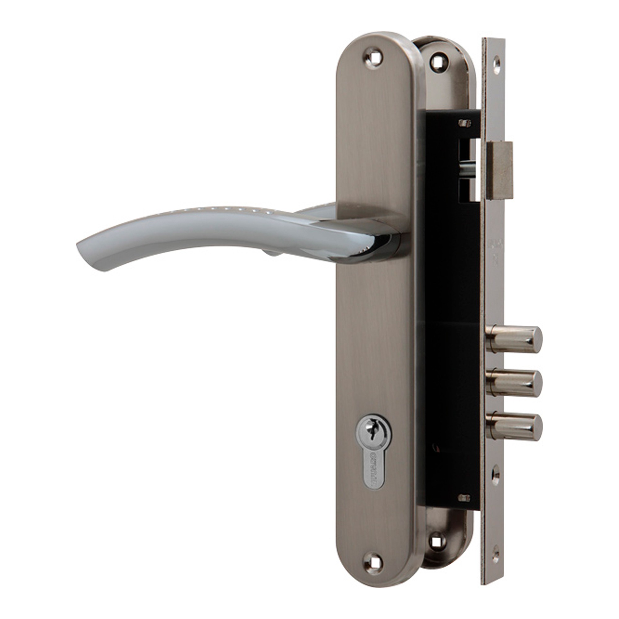 Замок цилиндровый Fuaro (Фуаро) с в комплекте с ручкой LOCKSET.9013 (SET F9011) SN/CP мат.никель 