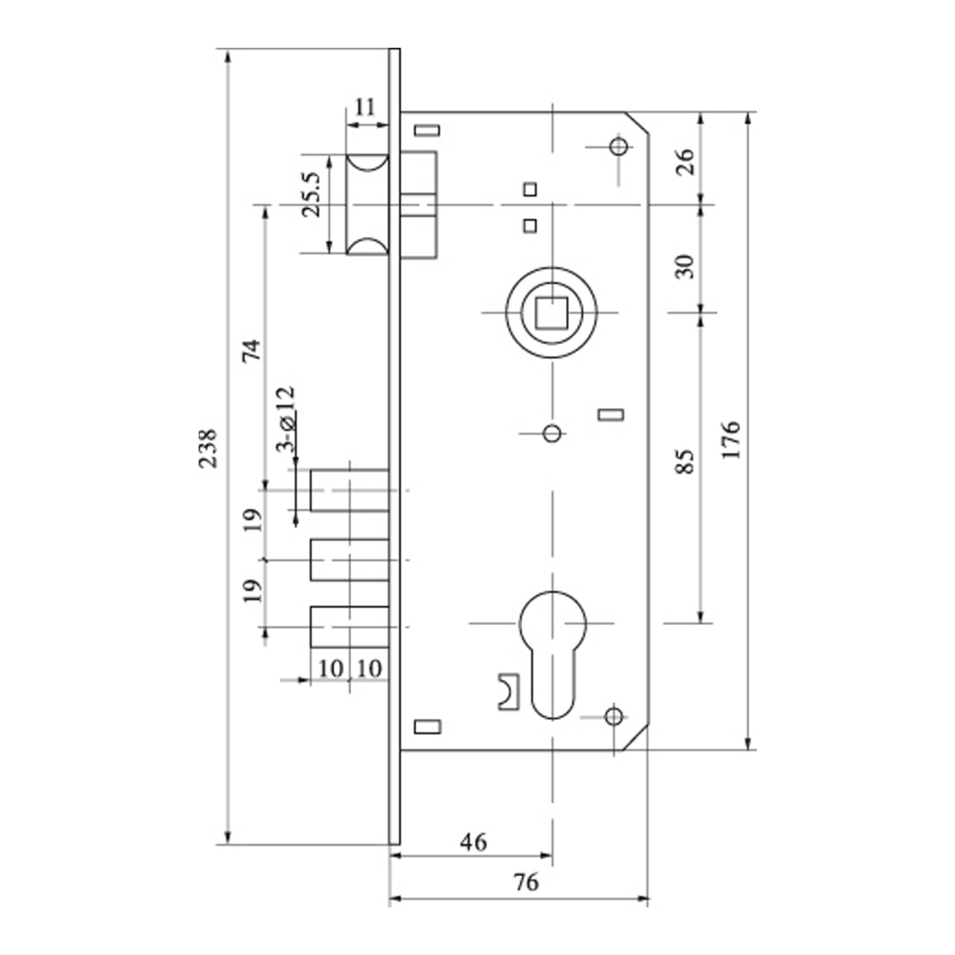 Замок цилиндровый Fuaro (Фуаро) с в комплекте с ручкой LOCKSET.9013 (SET F9011) SN/CP мат.никель 