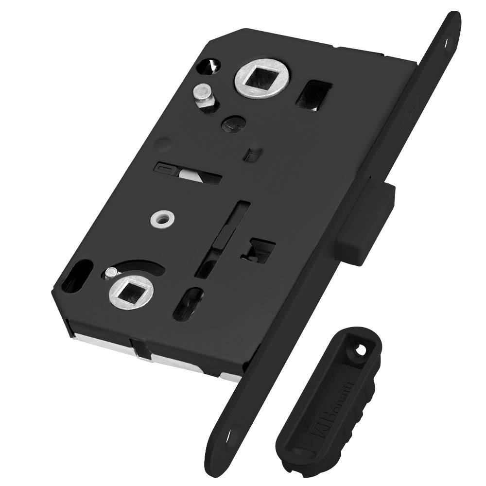 Замок Bonaiti (Бонаити) межкомнатный магнитный под WC B-FORTY N62 с отв. пл. F45 (черный), планка 190 мм 