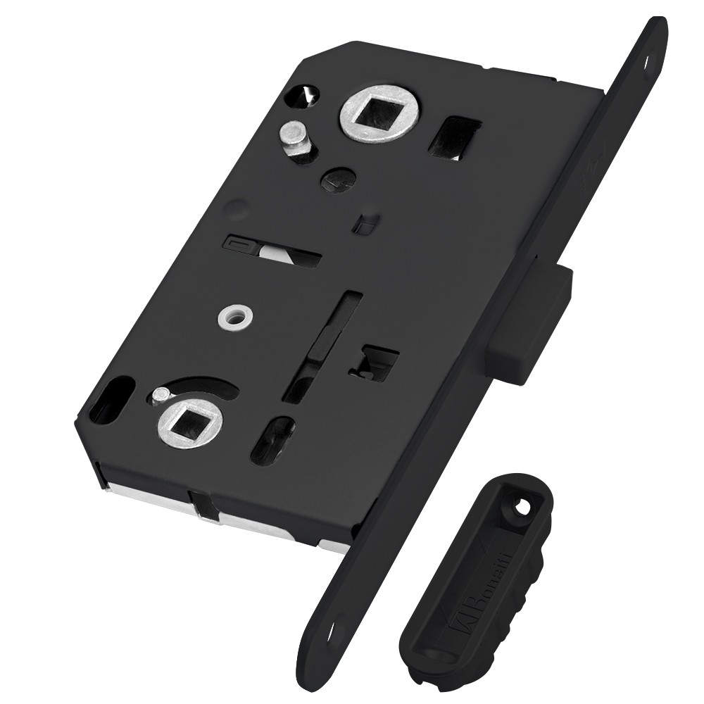 Замок Bonaiti (Бонаити) межкомнатный магнитный под WC B-FORTY N62 с отв. пл. F45 (черный), планка 190 мм 