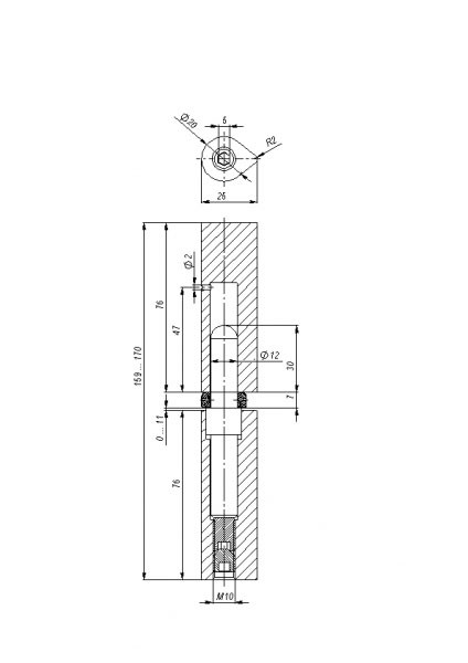 Петля приварная D20x160 ADJ регулируемая Петля приварная D20x160 ADJ регулируемая