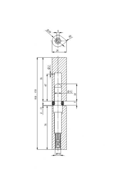Петля приварная D20x160 ADJ регулируемая