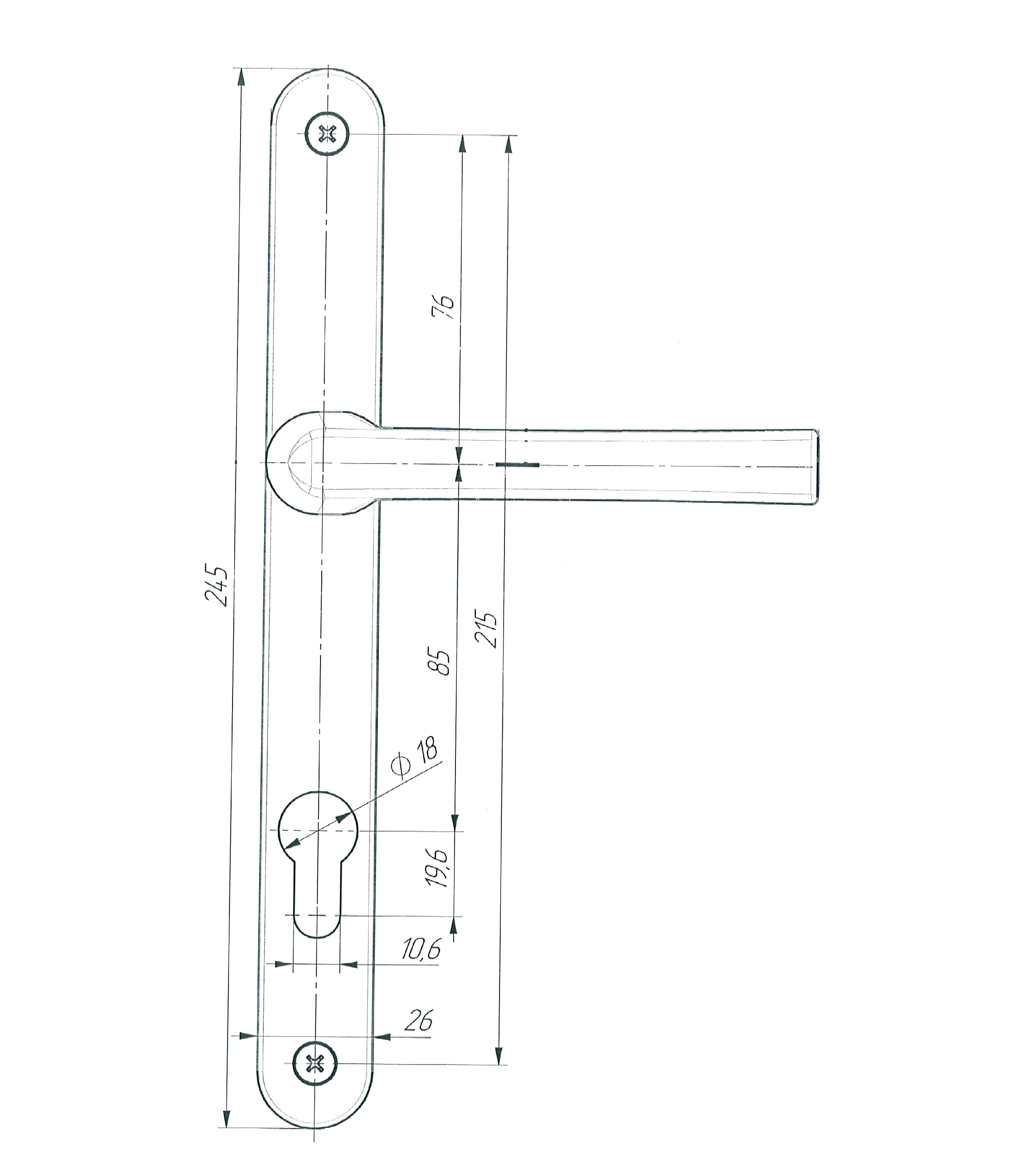 Ручка дверная Zenit (Зенит) на планке РФ1-85.25 (85 мм) белый 