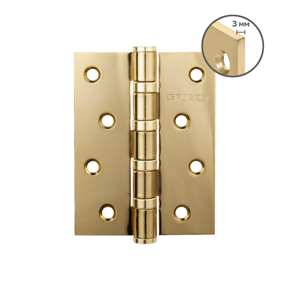 Петля Fuaro (Фуаро) универсальная HEAVY IN4400U GOLD-24 (золото 24K) 100х75х3 мм 