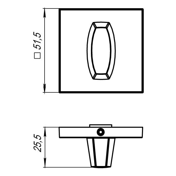 Ручка Armadillo (Армадилло) поворотная BK6.K.USS52 (WC-BOLT BK6 USS) CP-8 хром 