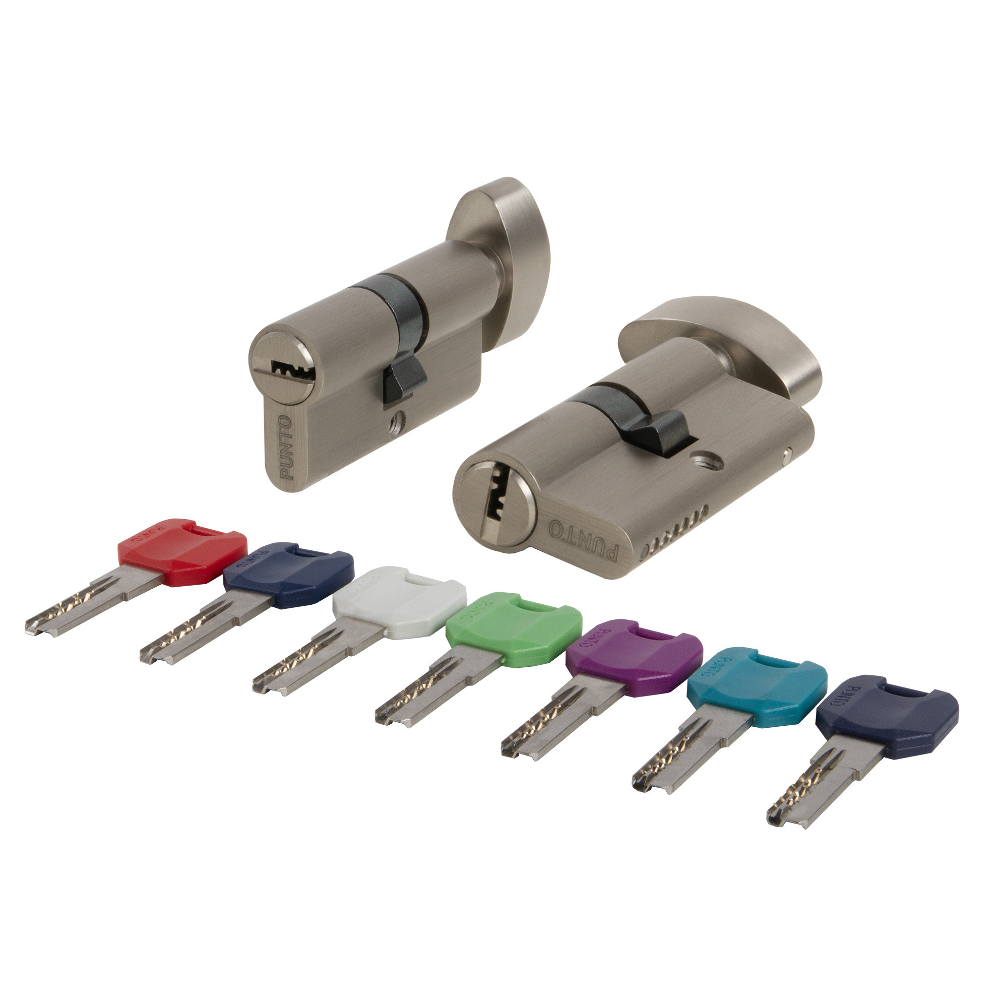 Цилиндровый Punto (Пунто) механизм MaxPro7002Knob70mm(25+10+35) SN никель 7key с вертушкой 