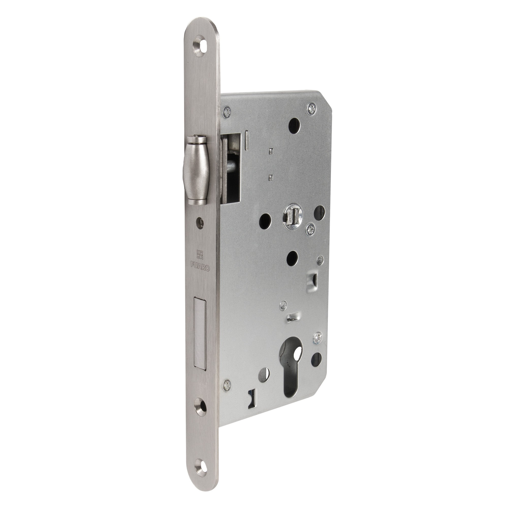 Замок Fuaro (Фуаро) врезной DD.INOX/C-55.72/R с ролик. защелкой (лиц.планка 24 мм) Замок Fuaro (Фуаро) врезной DD.INOX/C-55.72/R с ролик. защелкой (лиц.планка 24 мм)