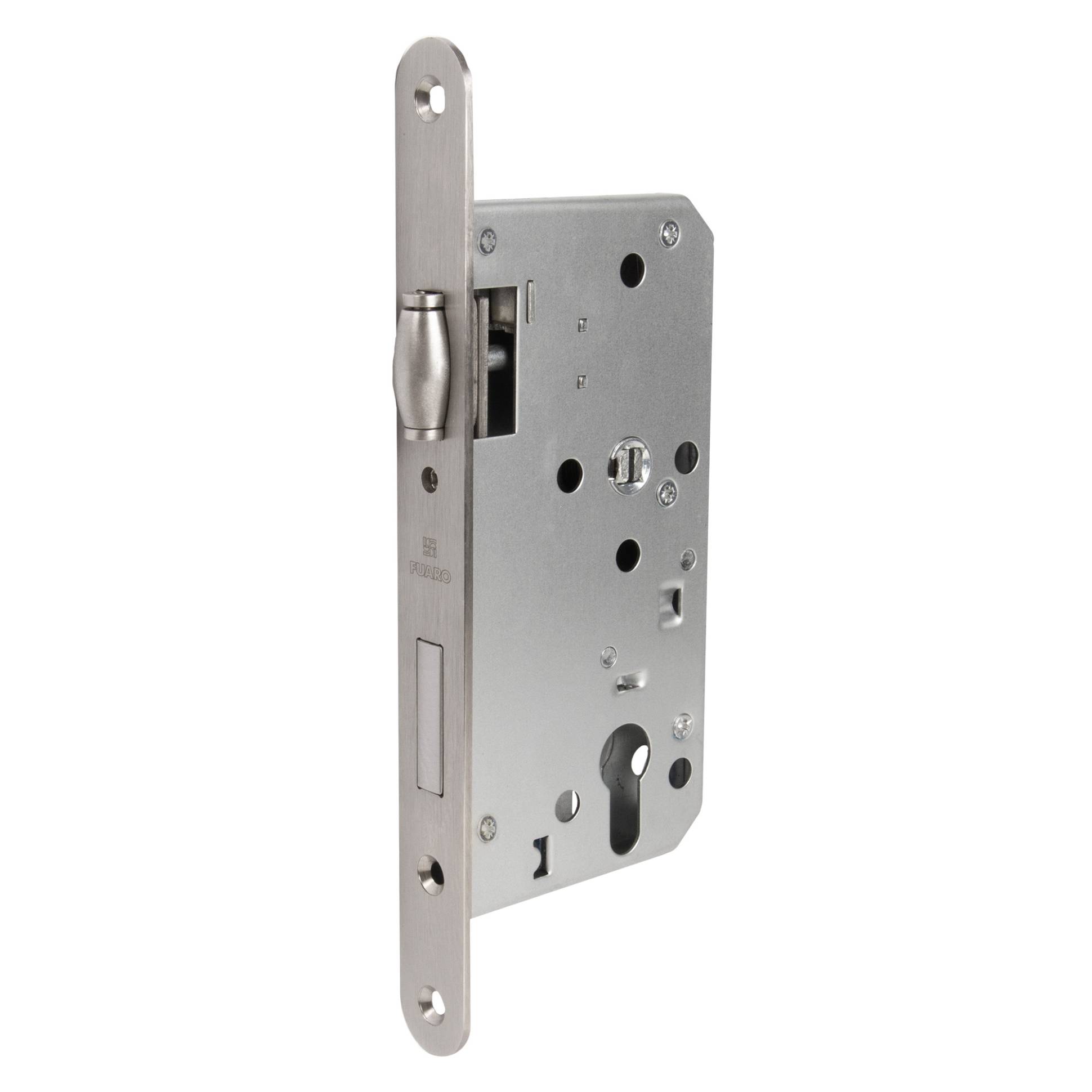 Замок Fuaro (Фуаро) врезной DD.INOX/C-55.72/R с ролик. защелкой (лиц.планка 24 мм) 