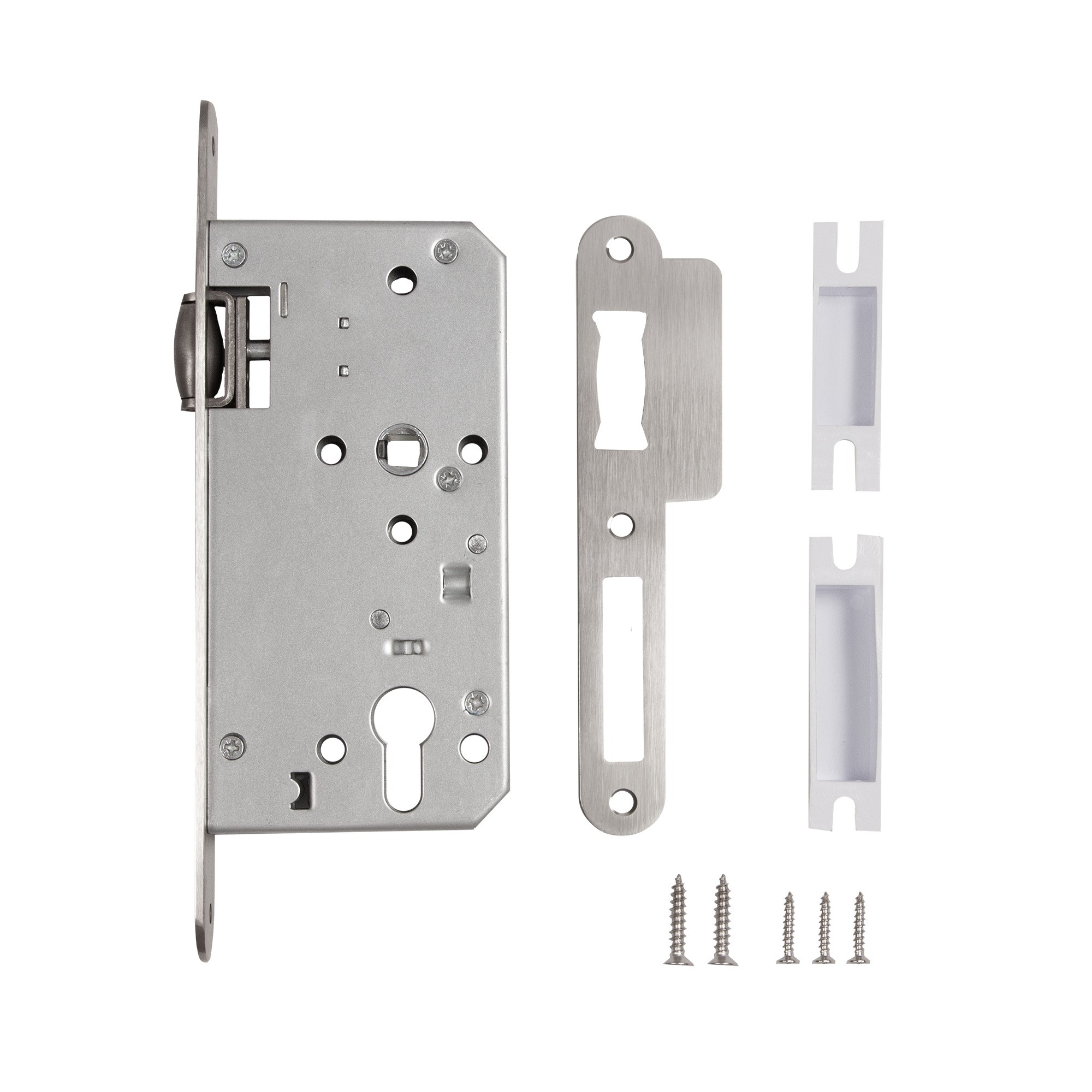 Замок Fuaro (Фуаро) врезной DD.INOX/C-55.72/R с ролик. защелкой (лиц.планка 24 мм) 
