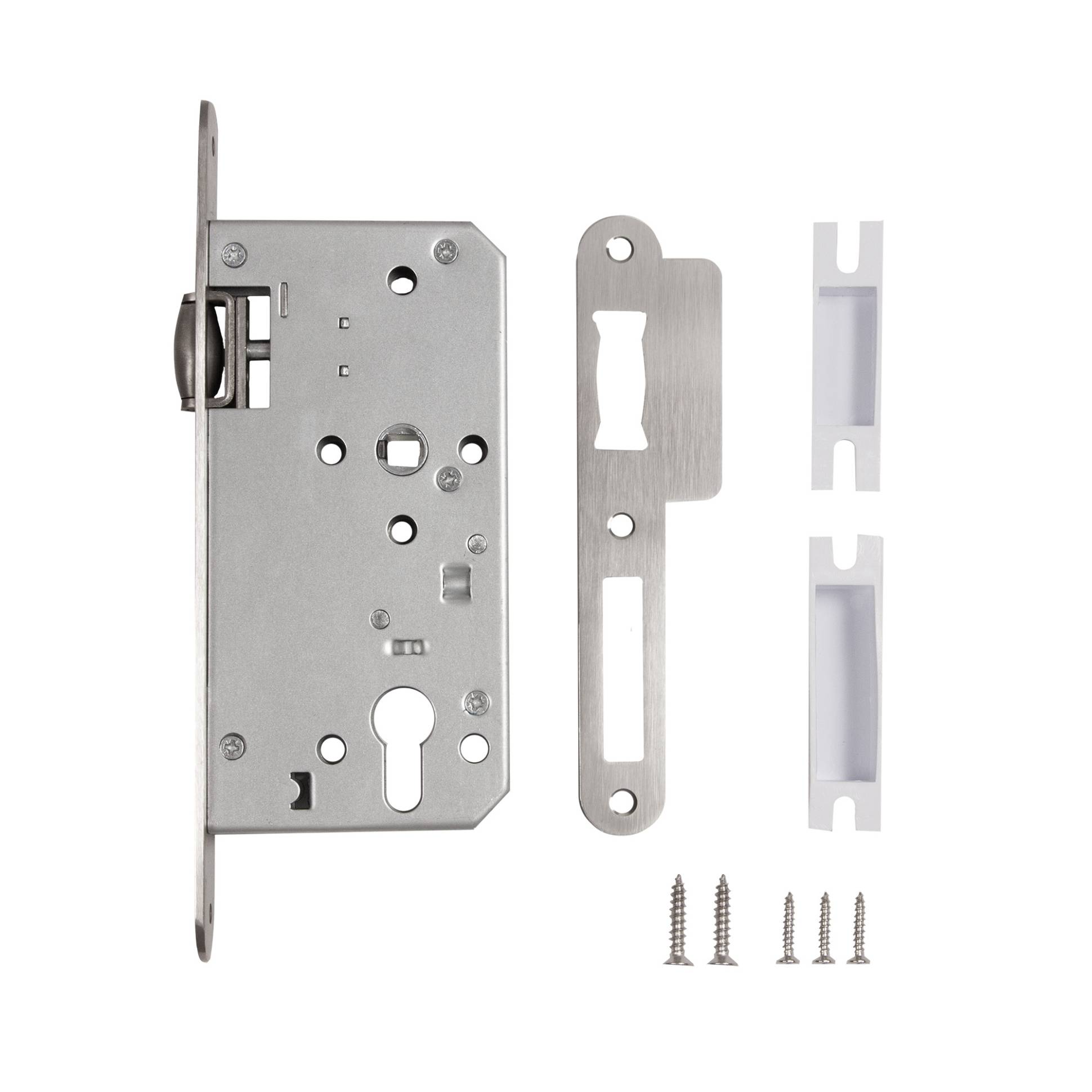 Замок Fuaro (Фуаро) врезной DD.INOX/C-55.72/R с ролик. защелкой (лиц.планка 24 мм) 