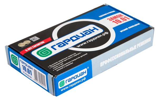 Замок Guardian (Гардиан) врезной сувальдный ЗВ 10.01 (с отв. планкой и накладкой), 4 кл. /123:447/ 