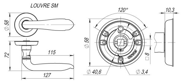 Ручка Fuaro (Фуаро) раздельная R.SM58.LOUVRE (LOUVRE SM) AB-7 матовая бронза Ручка Fuaro (Фуаро) раздельная R.SM58.LOUVRE (LOUVRE SM) AB-7 матовая бронза