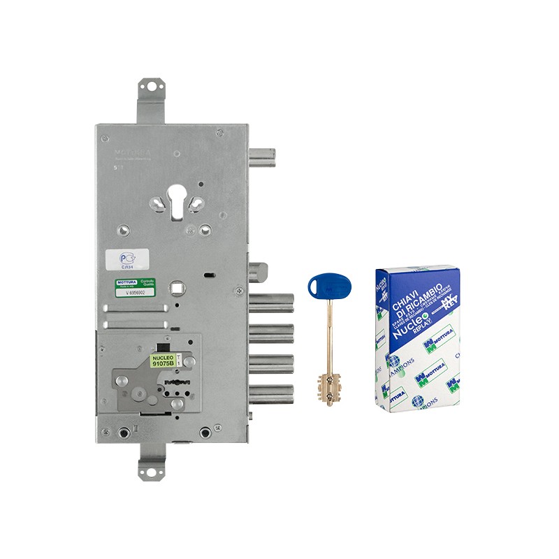 Замок Mottura (Моттура) врезной двухсистемный 54.J919M-S MyKey (левый), перекод. с торца, кл. 60 мм, без накл. 