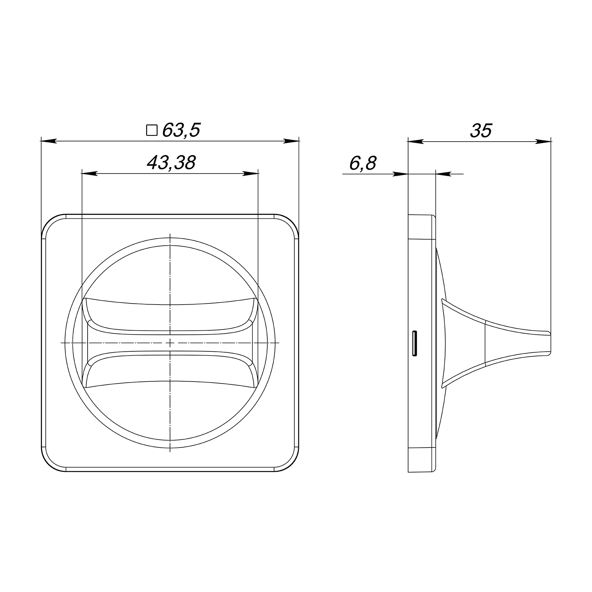 Ручка Fuaro (Фуаро) поворотная BKW8x75.K.MSC62 BL-24 черный ПЛАСТИК 