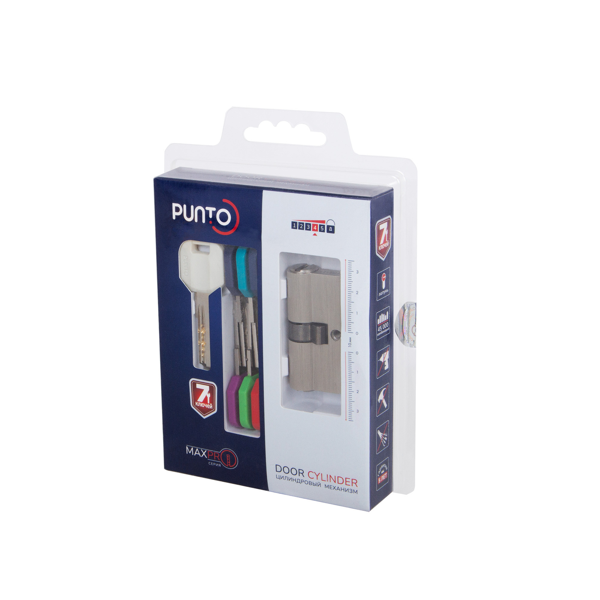 Цилиндровый Punto (Пунто) механизм MaxPro7000Key60mm(25+10+25) SN никель 7key 